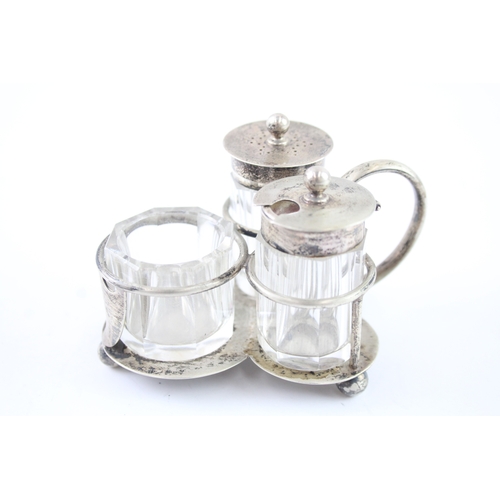 419 - Vintage TIFFANY & CO. Stamped .925 Sterling Silver & Glass Cruet Set (216g)