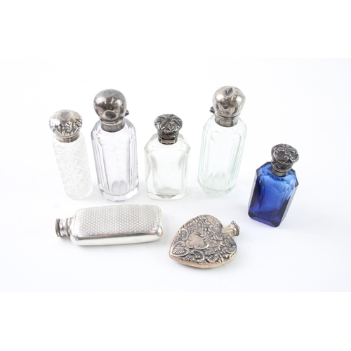 428 - 7 x Antique / Vintage .925 Sterling Silver Vanity Scent Perfume Bottles (323g)