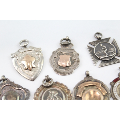 434 - 8 x Antique / Vintage Hallmarked .925 Sterling Silver Fobs / Medallions (54g)