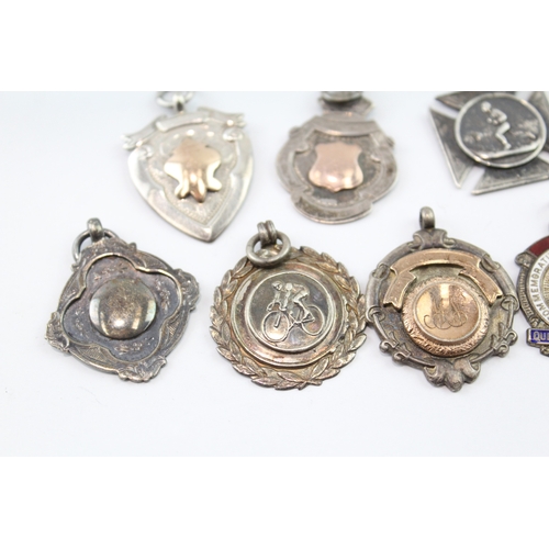 434 - 8 x Antique / Vintage Hallmarked .925 Sterling Silver Fobs / Medallions (54g)