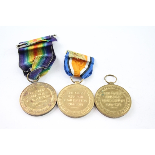 442 - WW1 Victory Medals FC Steel AMI RNAS, Pte Attwood Notts & Derby & Pte W Anscombe