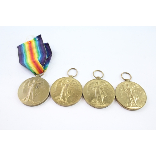 451 - WW1 Victory Medals 29306 Pte M Carroll R Dub Fus, Pte AF Kallaway RAMC Etc x 4