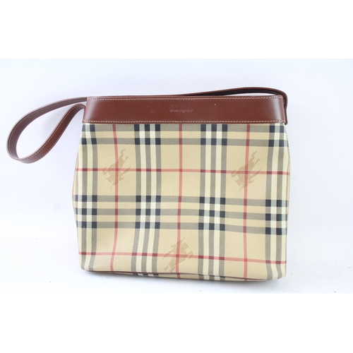 478 - BURBERRY London Beige Check Nova & Brown Leather Shoulder Bag