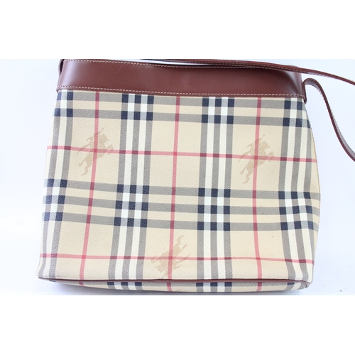 478 - BURBERRY London Beige Check Nova & Brown Leather Shoulder Bag