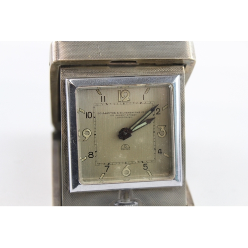 516 - 925 Silver 8 Days Travel Clock Goldsmiths & Silversmiths Hand-Wind SPARES/REPAIRS