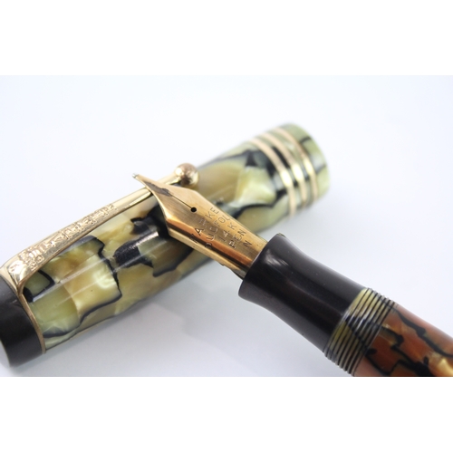 535 - Parker Duofold Mustard Lacquer Fountain Pen w/ 14ct Gold Nib WRITING