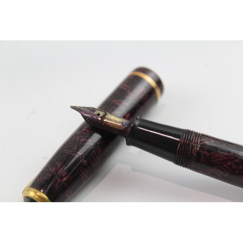 536 - Vintage Conway Stewart 28 Burgundy Fountain Pen w/ 14ct Gold Nib WRITING Boxed