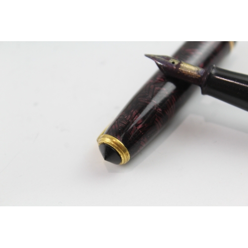 536 - Vintage Conway Stewart 28 Burgundy Fountain Pen w/ 14ct Gold Nib WRITING Boxed