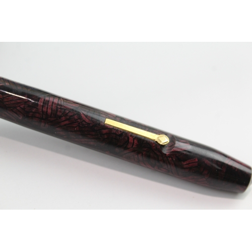 536 - Vintage Conway Stewart 28 Burgundy Fountain Pen w/ 14ct Gold Nib WRITING Boxed