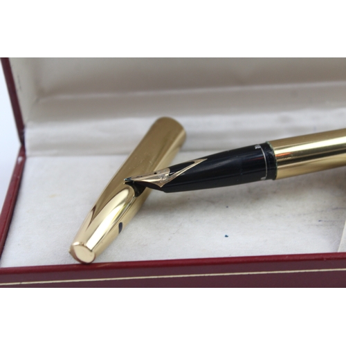 537 - Vintage Sheaffer Imperial Gold Plated Fountain Pen 14ct Nib WRITING Boxed