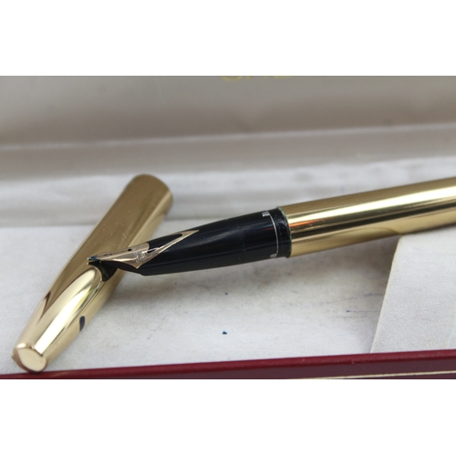 537 - Vintage Sheaffer Imperial Gold Plated Fountain Pen 14ct Nib WRITING Boxed