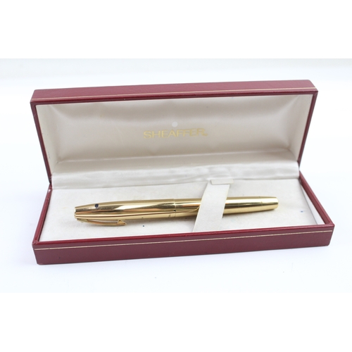 537 - Vintage Sheaffer Imperial Gold Plated Fountain Pen 14ct Nib WRITING Boxed