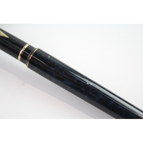 542 - Vintage Sheaffer Targa Blue Marble Lacquer Fountain Pen w/14ct Nib WRITING