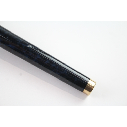 542 - Vintage Sheaffer Targa Blue Marble Lacquer Fountain Pen w/14ct Nib WRITING