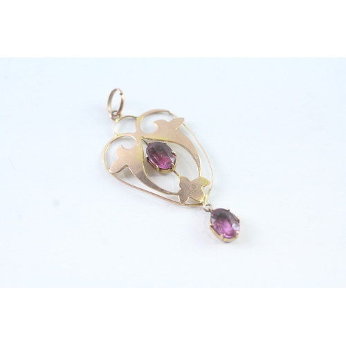 9ct gold paste set lavalliere pendant