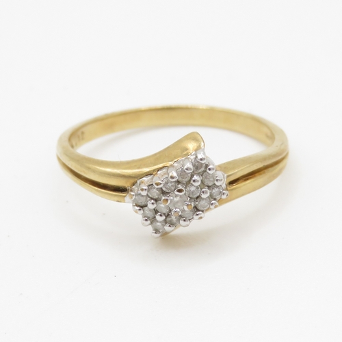 10 - 9ct gold vintage diamond dress ring (1.9g) Size N