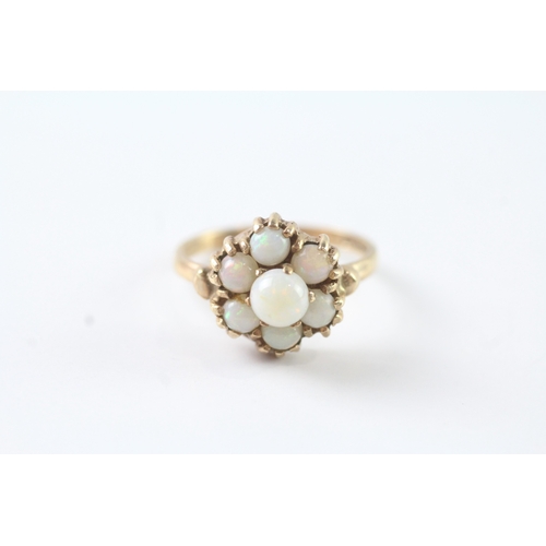 100 - 9ct gold vintage opal floral cluster dress ring (3.5g) Size N 1/2