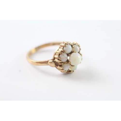 100 - 9ct gold vintage opal floral cluster dress ring (3.5g) Size N 1/2