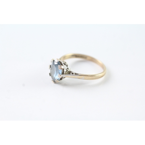 105 - 9ct gold vintage blue gemstone dress ring (2g) Size M 1/2