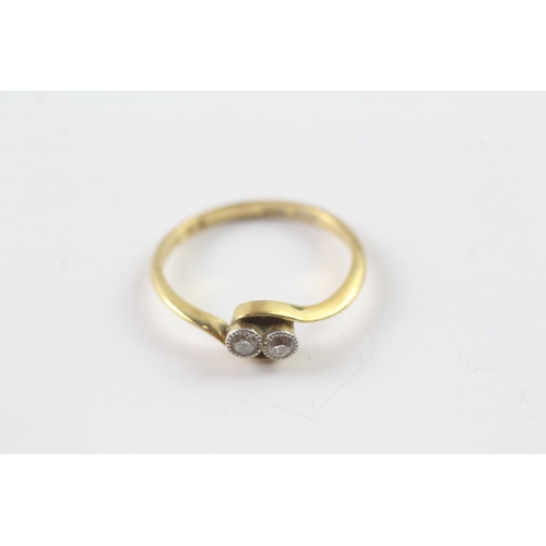 116 - 18ct gold 'toi et moi' diamond ring Size N 1/2