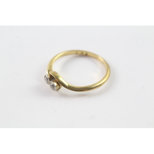 116 - 18ct gold 'toi et moi' diamond ring Size N 1/2