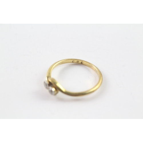 116 - 18ct gold 'toi et moi' diamond ring Size N 1/2