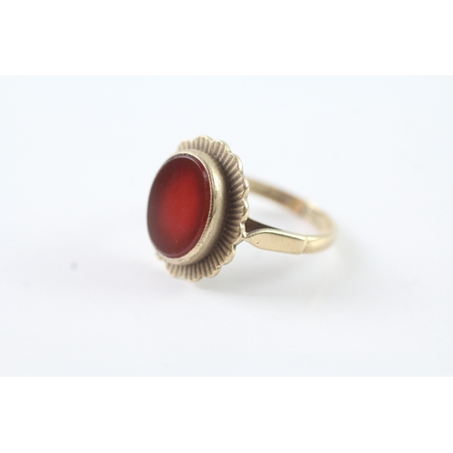 15 - 9ct gold vintage carnelian dress ring (4.1g) Size N