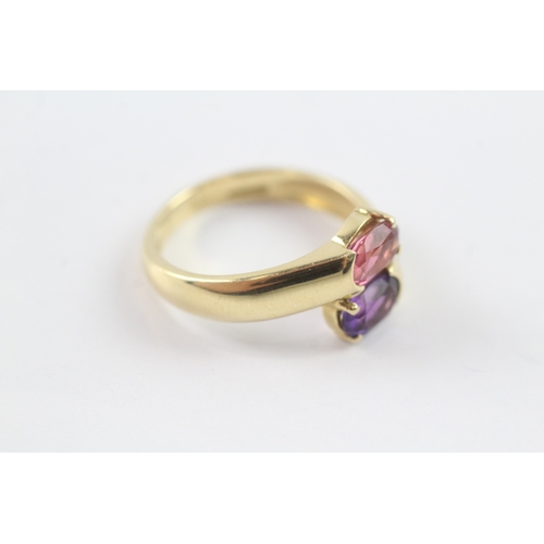 22 - 18ct gold amethyst and pink gemstone ring (5.8g) Size P