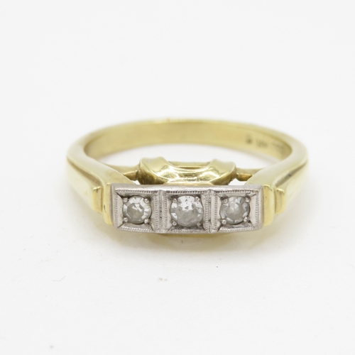 47 - 14ct gold diamond set Art Deco style ring (3.7g) Size Q