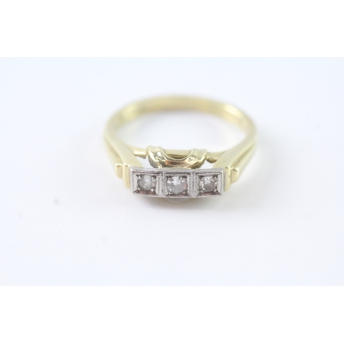 47 - 14ct gold diamond set Art Deco style ring (3.7g) Size Q