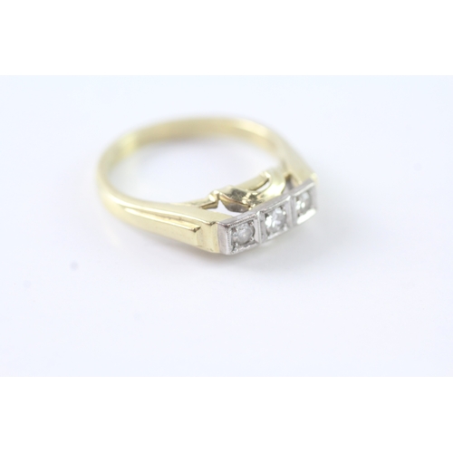 47 - 14ct gold diamond set Art Deco style ring (3.7g) Size Q