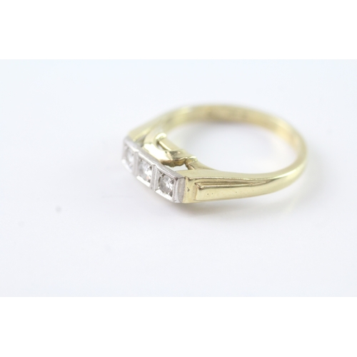 47 - 14ct gold diamond set Art Deco style ring (3.7g) Size Q