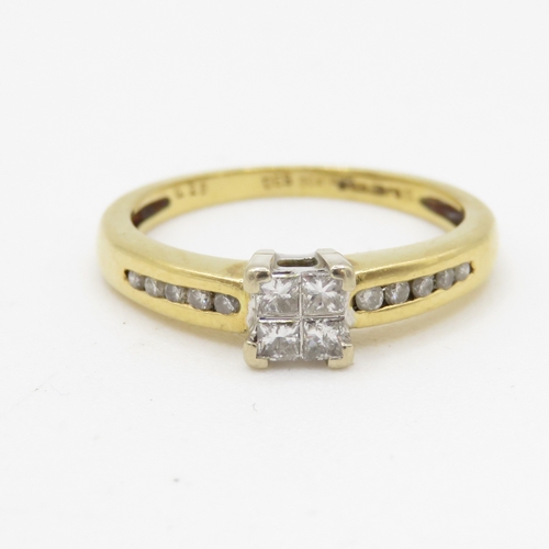 49 - 18ct gold princess cut diamond dress ring (3.1g) Size L 1/2