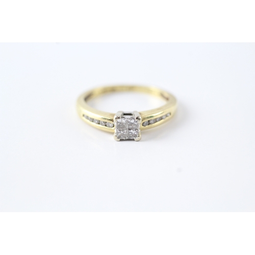 49 - 18ct gold princess cut diamond dress ring (3.1g) Size L 1/2