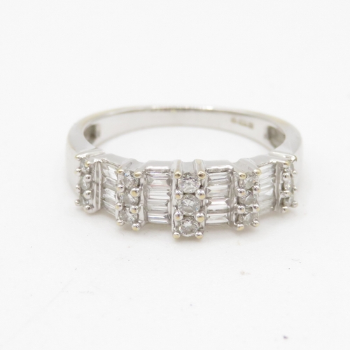 56 - 18ct white gold diamond set band ring (3.5g) Size N