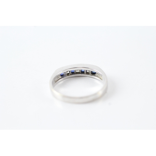 58 - 18ct gold princess cut sapphire & diamond half eternity ring (3.4g)