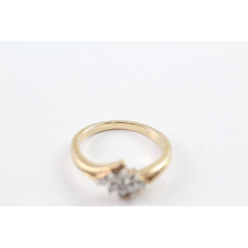 63 - 9ct gold diamond cluster ring (3.4g) Size N