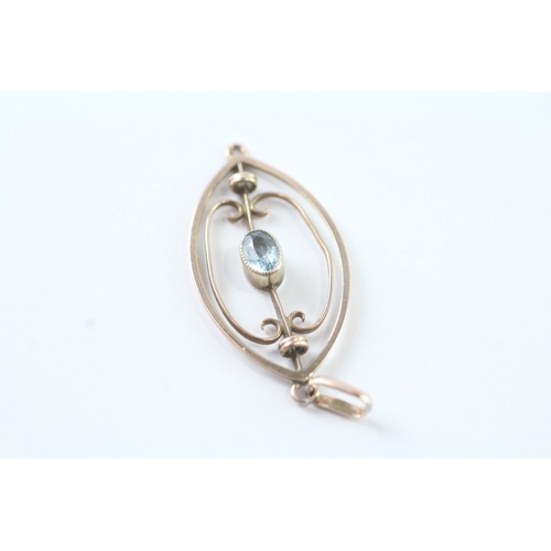 73 - 9ct rose gold antique blue gemstone set pendant (1.2g)