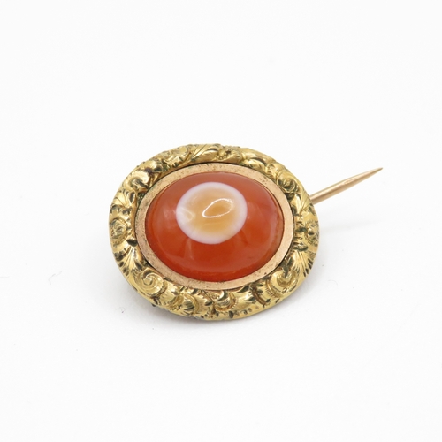 75 - 9ct gold antique agate brooch (3.4g)