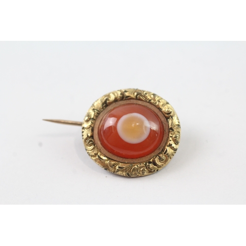 75 - 9ct gold antique agate brooch (3.4g)