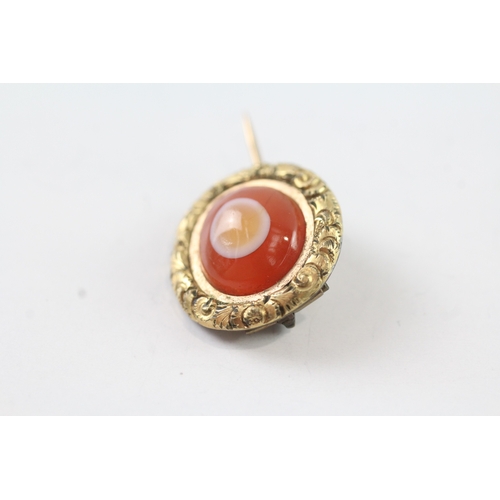 75 - 9ct gold antique agate brooch (3.4g)