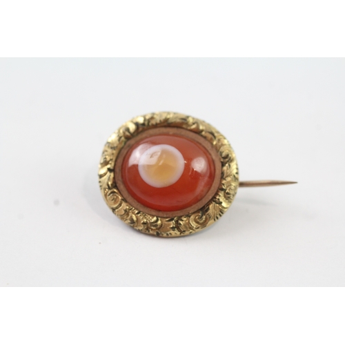 75 - 9ct gold antique agate brooch (3.4g)