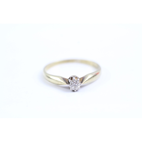 79 - 14ct gold diamond solitaire ring (2.3g) Size P