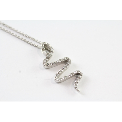 84 - 9ct white gold diamond snake pendant necklace (2.9g)