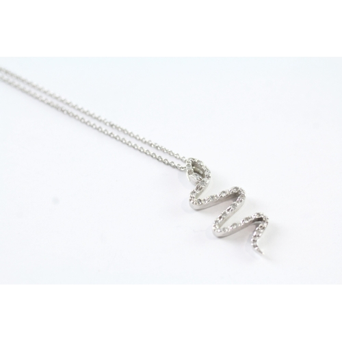 84 - 9ct white gold diamond snake pendant necklace (2.9g)