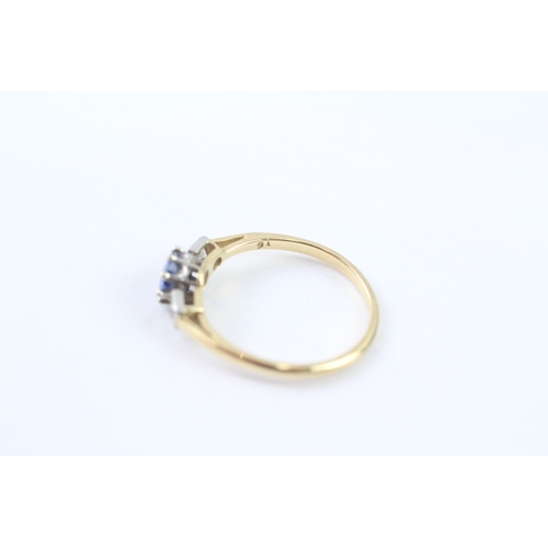 288 - 18ct gold sapphire & diamond trilogy dress ring (2.2g) Size N