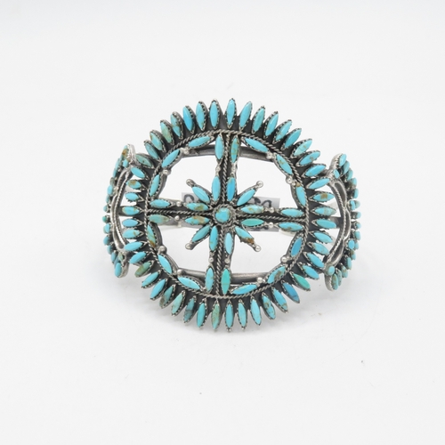 370 - 925 silver adjustable turquoise bangle