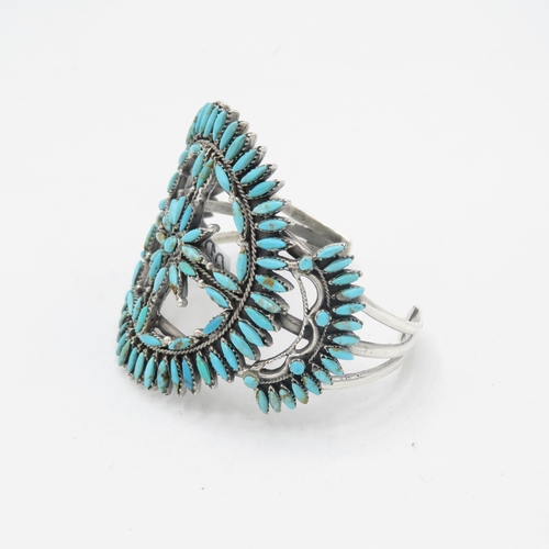 370 - 925 silver adjustable turquoise bangle