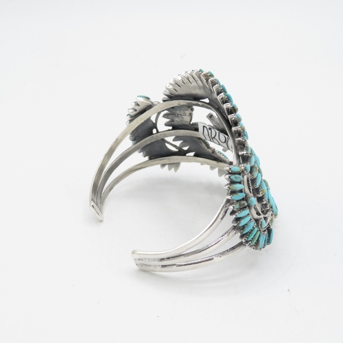 370 - 925 silver adjustable turquoise bangle