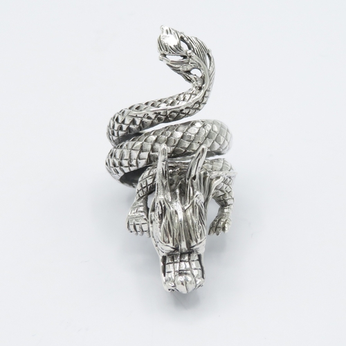 375 - Adjustable 925 silver dragon ring  20g